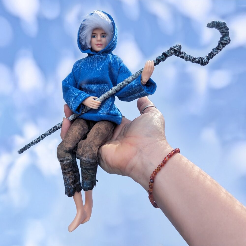 12" Male/Boy Jack Frost Doll w/Complete Costume Set: Hoodie, Pants, Wig & Cane